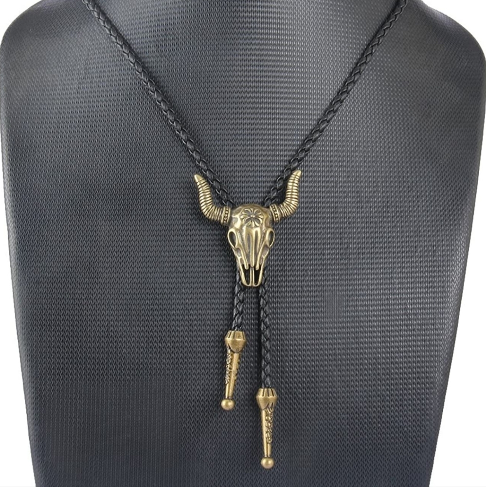 New western longhorn steer or bull bolo tie 40".  Other bolo ties are available